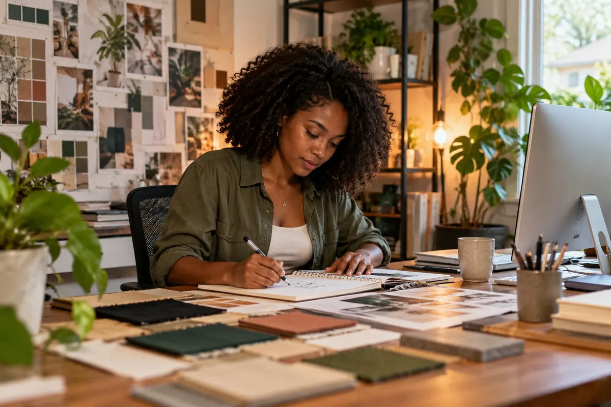 Illustration: Creative professional working at a studio desk