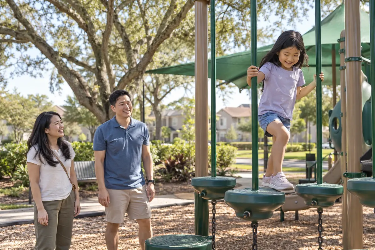 Illustration: Family at a neighborhood playground