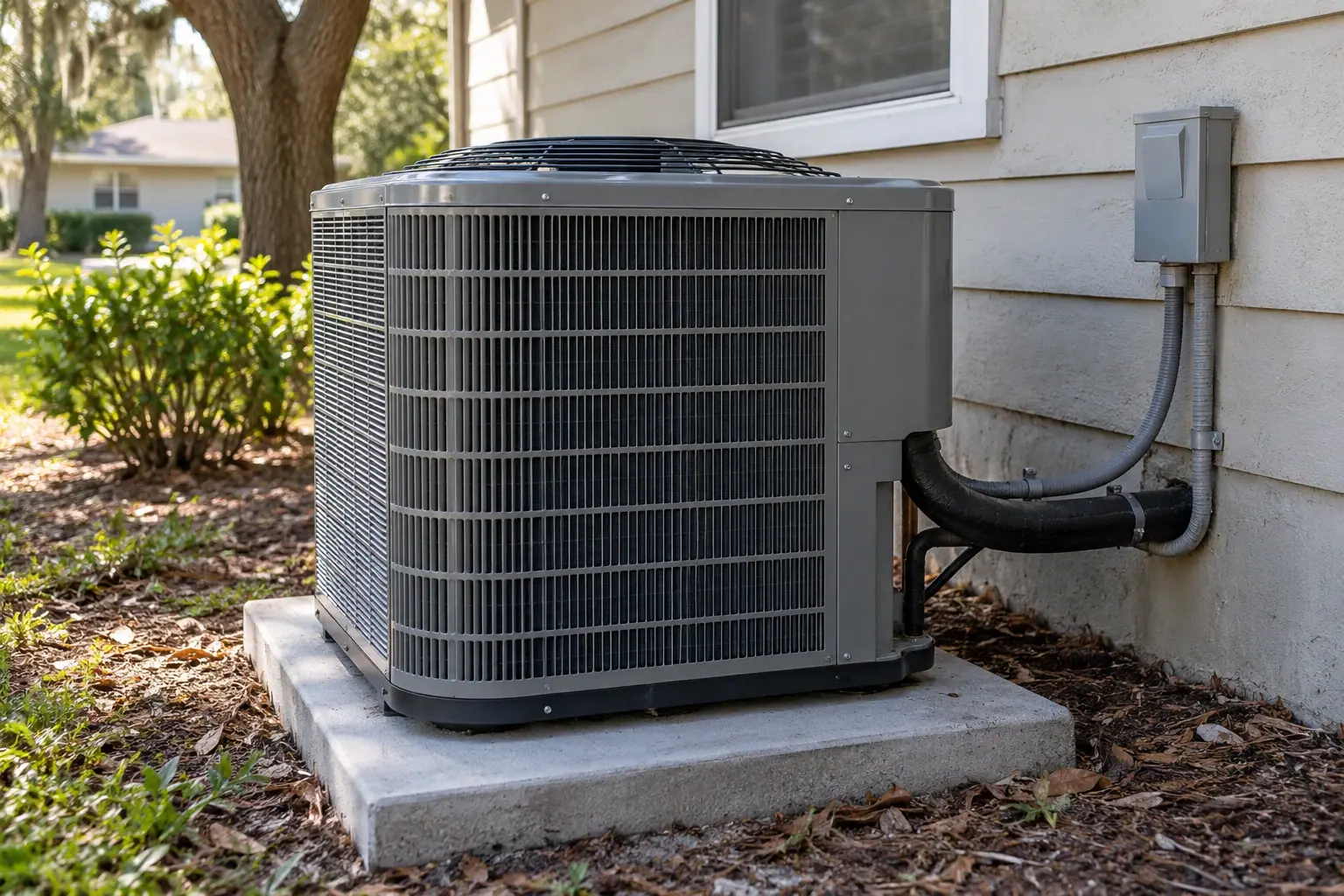 Illustration: Air conditioning unit beside a Florida home